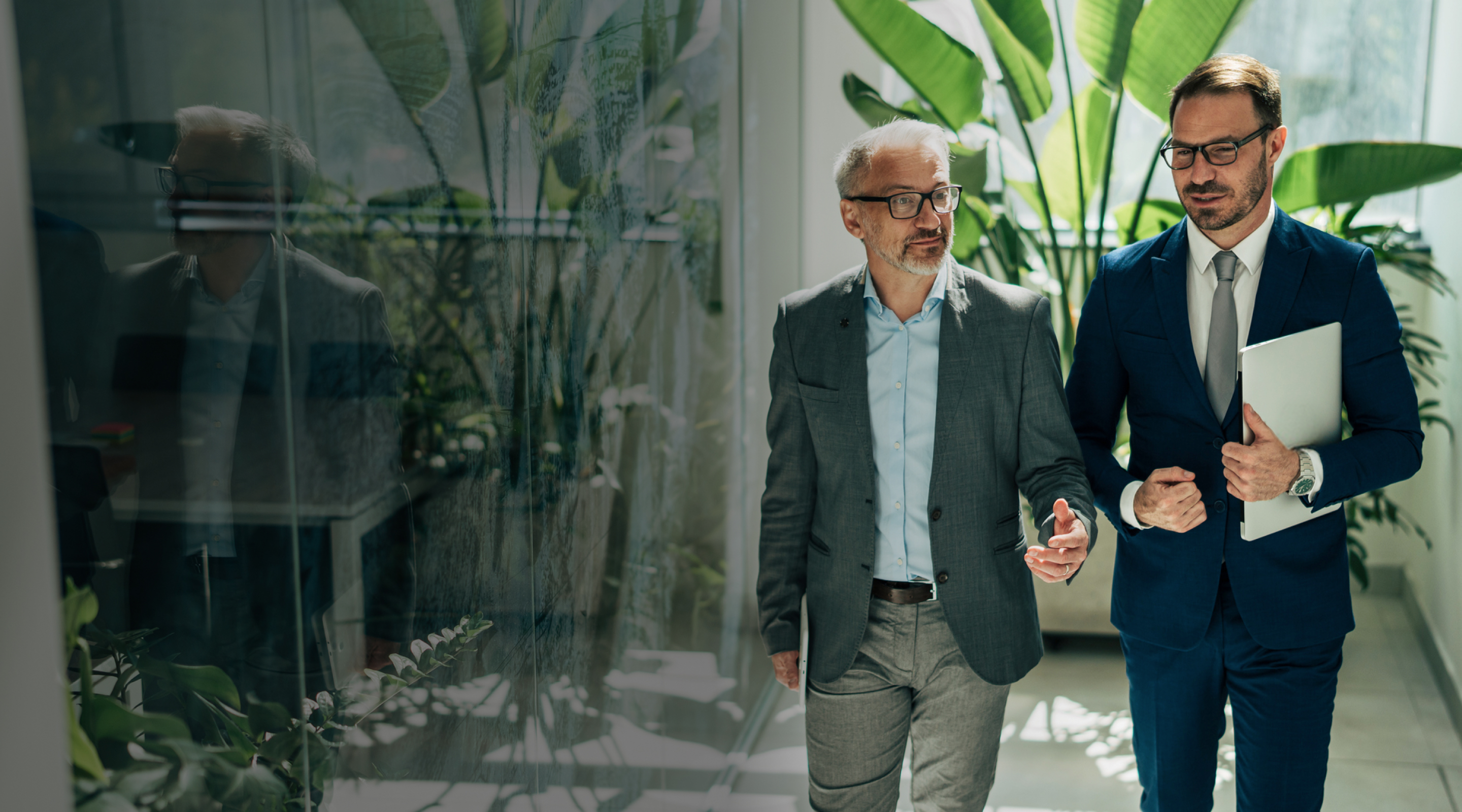 Lawyers discussing during a walk