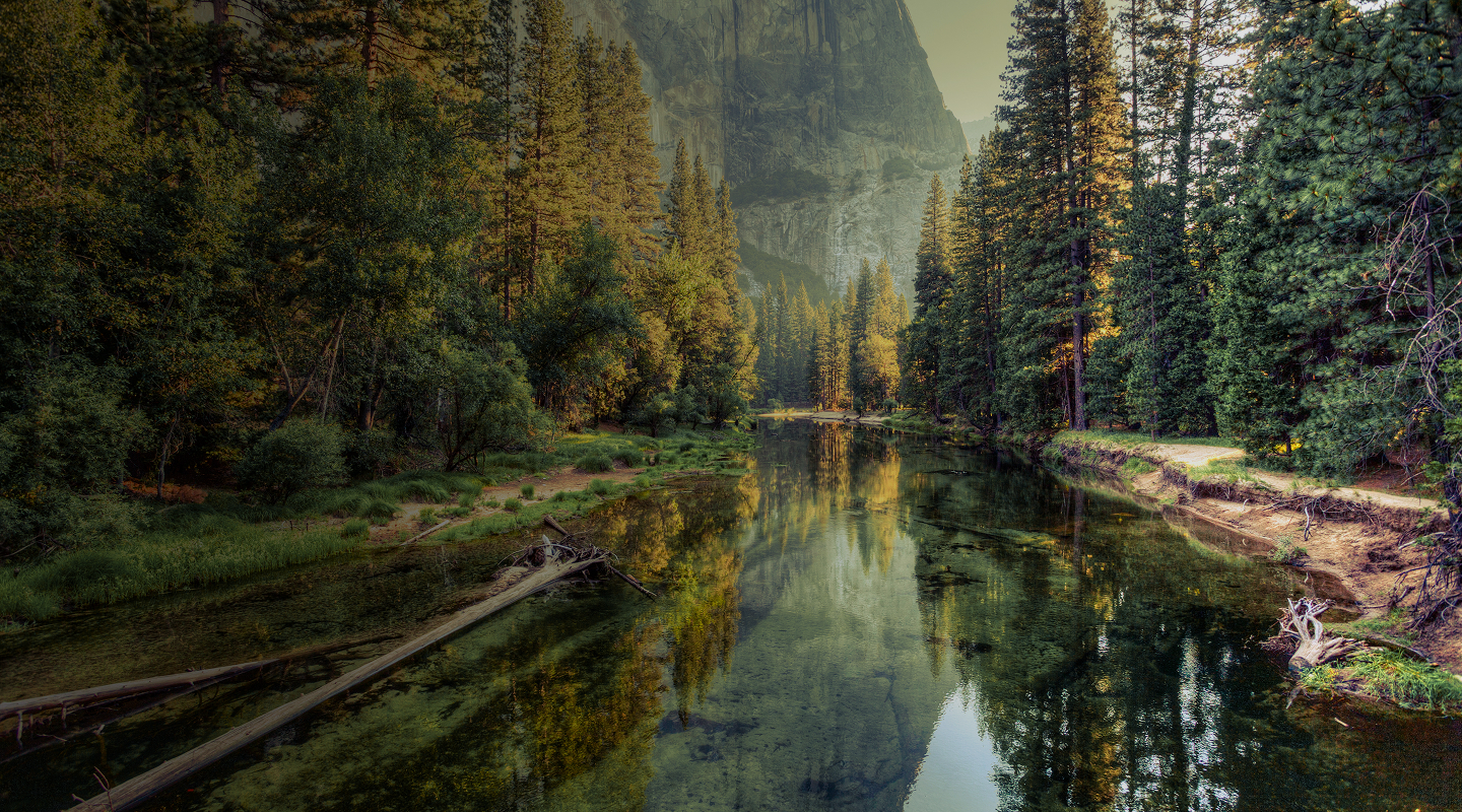 Yosemite Valley Landscape and River, California