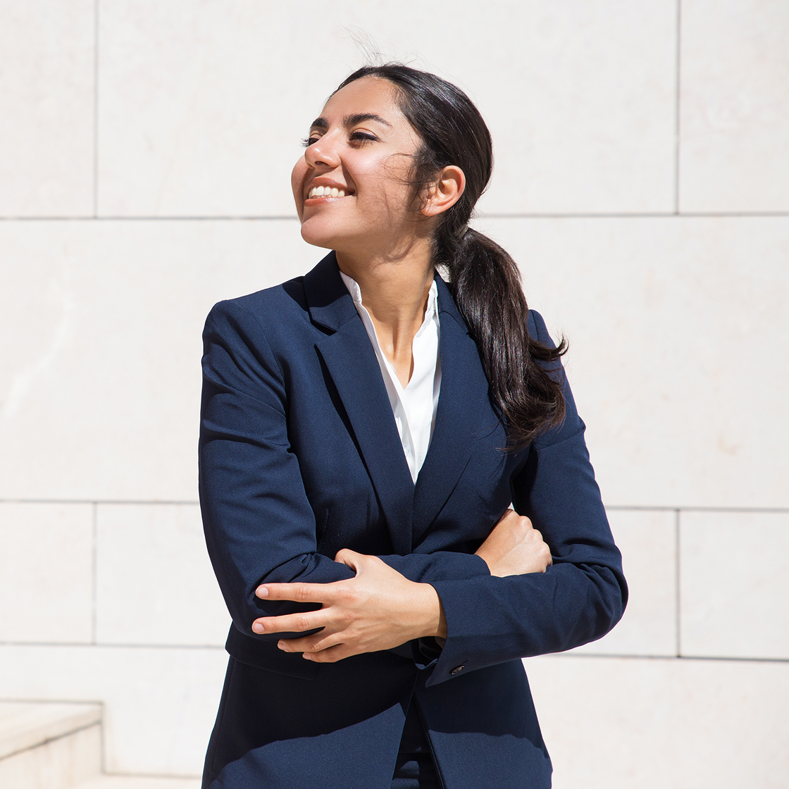 Happy and confident female attorney