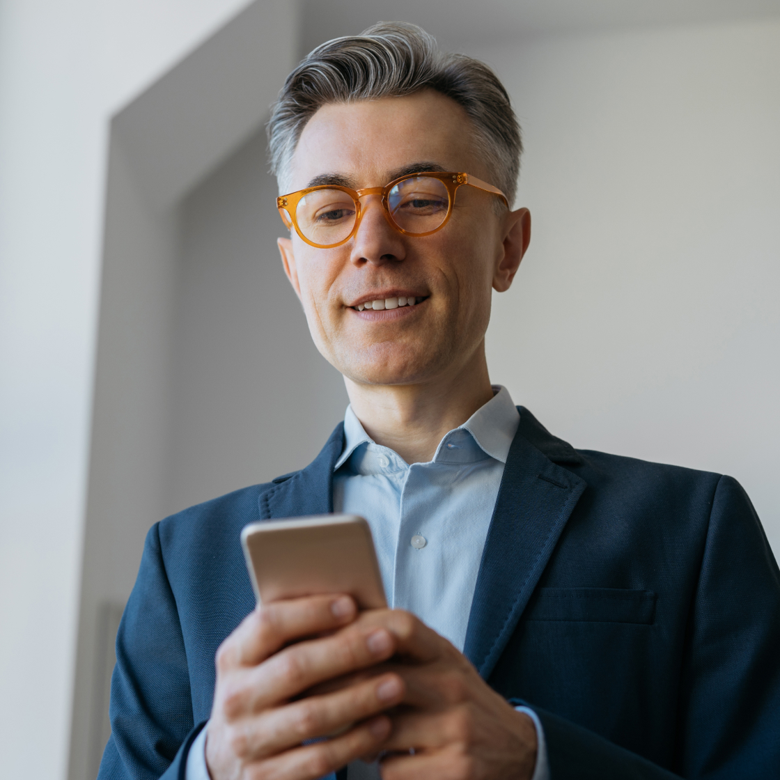 Senior partner conducting legal phone consultation