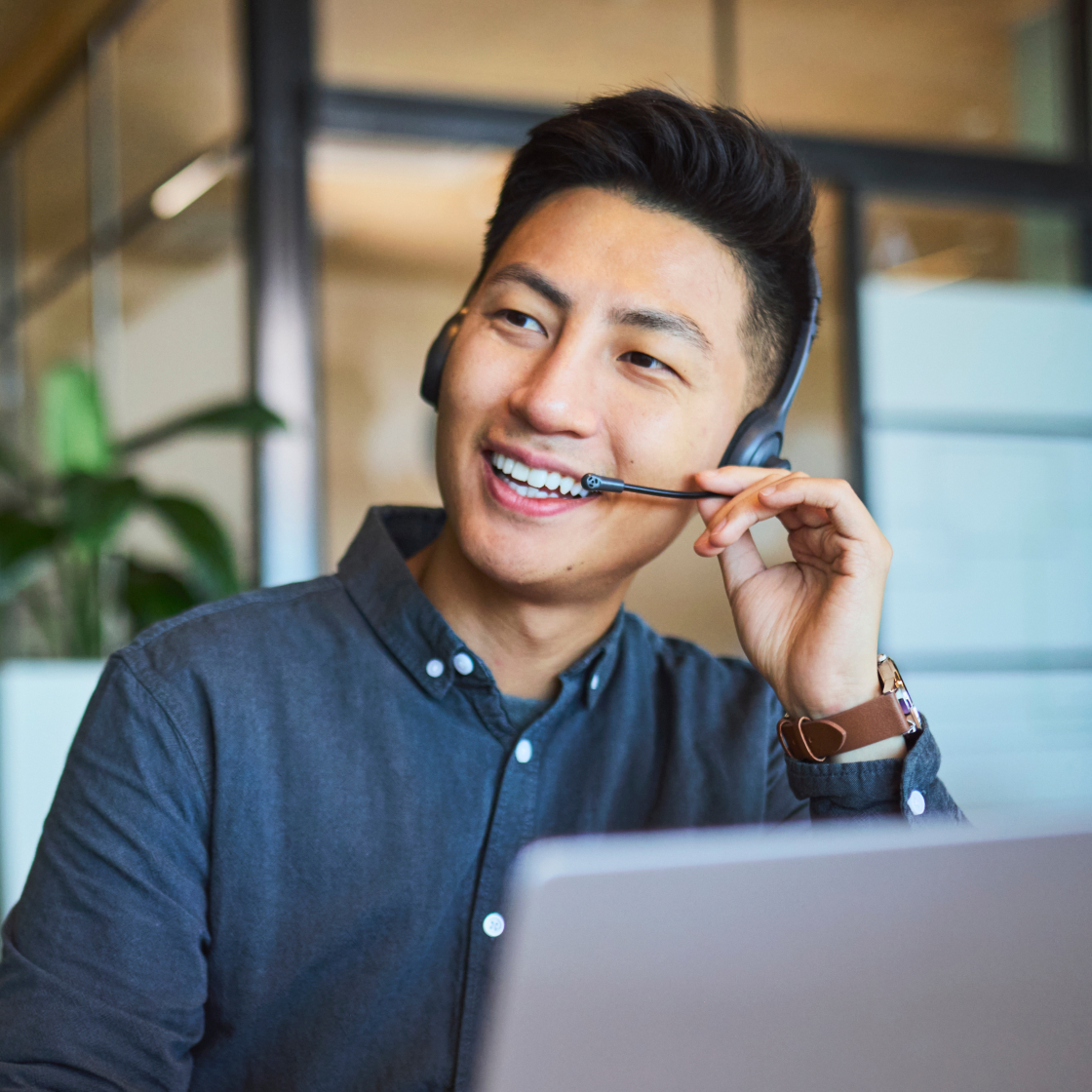 Legal receptionist taking client calls