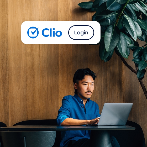 Lawyer logging into Clio