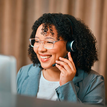 Smiling legal receptionist listening intently